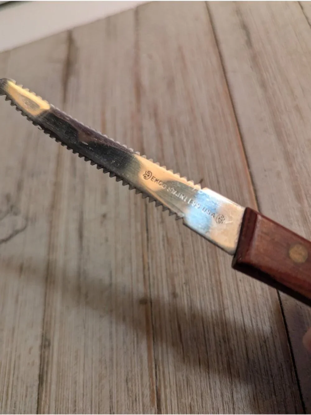 Vintage Ekco Stainless USA Grapefruit Knife Wood Handle Fruit Curved 7